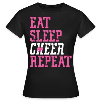 Cheer Cheerleading Eat Sleep Cheer - Frauen T-Shirt - Schwarz - Vorne - AI Model Female 172 dark (172cm)