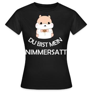 Nimmersatt - Frauen T-Shirt - Schwarz - Vorne - AI Model Female 172 dark (172cm)