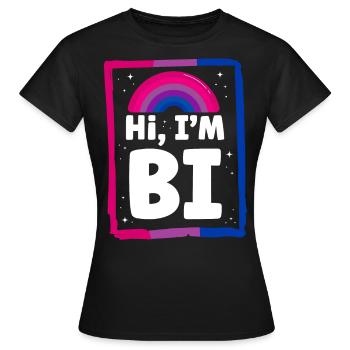 Bisexuel Bi Pride Drapeau Salut, Je suis Bi - T-shirt Femme - noir - Devant - AI Model Female 172 dark (172cm)