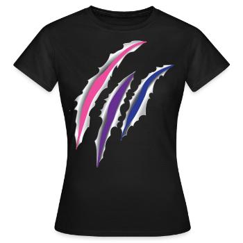 Bisexual Bi Pride Flag Scratch - Frauen T-Shirt - Schwarz - Vorne - AI Model Female 172 dark (172cm)