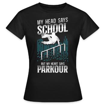 Parkour Free Running Traceur - T-shirt Femme - noir - Devant - AI Model Female 172 dark (172cm)