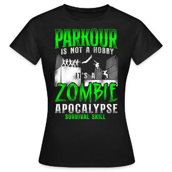 Parkour Free Running Traceur - T-shirt Femme - noir - Devant - AI Model Female 172 dark (172cm)
