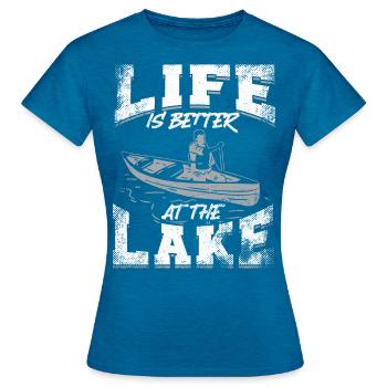 Canoe Canoeing Vintage Life Is - Women's T-Shirt - antique blue sapphire heather - Front - AI Model Female 172 dark (172cm)