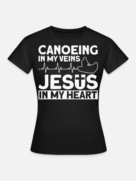 Canoe Canoeing Jesus Faith Vintage - Frauen T-Shirt - Schwarz