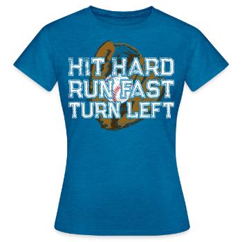 Baseball Fan Vintage Hit Hard Run - Women's T-Shirt - antique blue sapphire heather - Front - AI Model Female 172 dark (172cm)