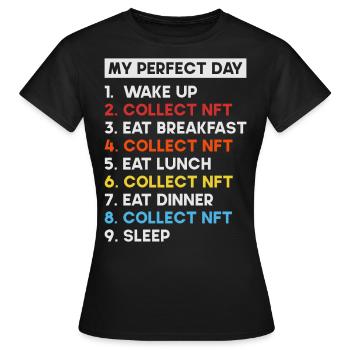 Crypto Art Non Fungible Token My Perfect Day NFT - Women's T-Shirt - black - Front - AI Model Female 172 dark (172cm)
