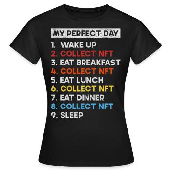 Crypto Art Non Fungible Token My Perfect Day NFT - Women's T-Shirt - black - Front - AI Model Female 172 dark (172cm)