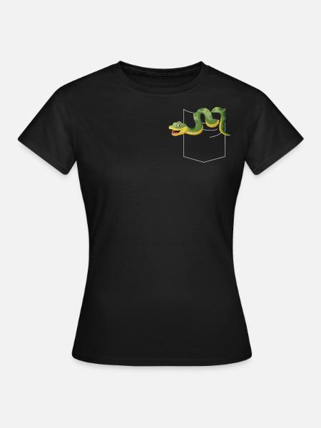 Snake Serpent Pocket - Frauen T-Shirt - Schwarz