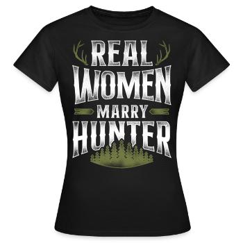 Mariage de chasseur de chasseurs de cerfs de Buck - T-shirt Femme - noir - Devant - AI Model Female 172 dark (172cm)