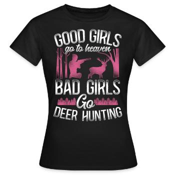 Cerf cerf chasse chasseur fille - T-shirt Femme - noir - Devant - AI Model Female 172 dark (172cm)