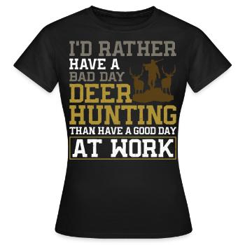 Chasseur de cerfs buck J’aurais - T-shirt Femme - noir - Devant - AI Model Female 172 dark (172cm)