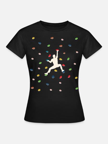 Bouldern, Klettern Freiklettern Kletterhalle - Frauen T-Shirt - Schwarz