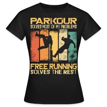 Parkour Free Running Traceur - T-shirt Femme - noir - Devant - AI Model Female 172 dark (172cm)