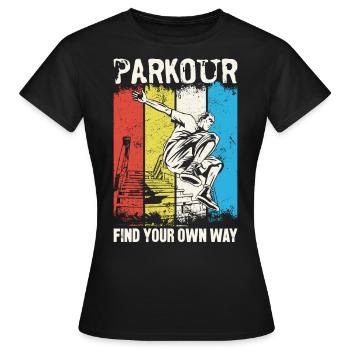 Parkour Free Running Traceur - T-shirt Femme - noir - Devant - AI Model Female 172 dark (172cm)