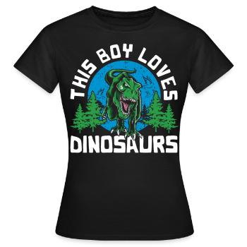 This Boy Loves Dinosaur Kids Boy Boy Dino - Women's T-Shirt - black - Front - AI Model Female 172 dark (172cm)