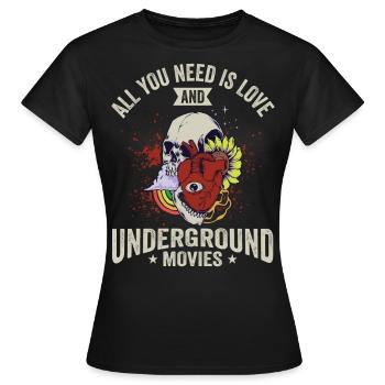 Underground Film, Independent Cinema, Horror - Frauen T-Shirt - Schwarz - Vorne - AI Model Female 172 dark (172cm)