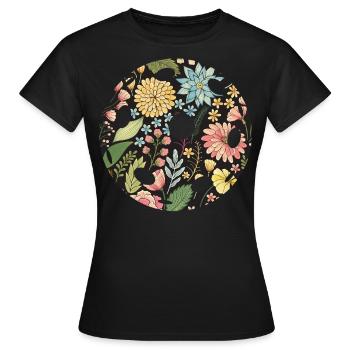 Pickleball Flower Floral - Frauen T-Shirt - Schwarz - Vorne - AI Model Female 172 dark (172cm)