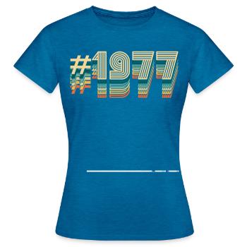 45 Geburtstag Jahrgang 1977 - Frauen T-Shirt - Antikblaues Saphir meliert - Vorne - AI Model Female 172 dark (172cm)