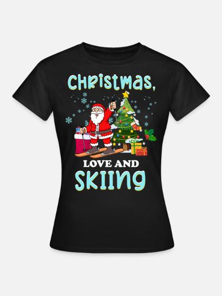 Vacances ski skieurs Noël Amour ski - T-shirt Femme - noir