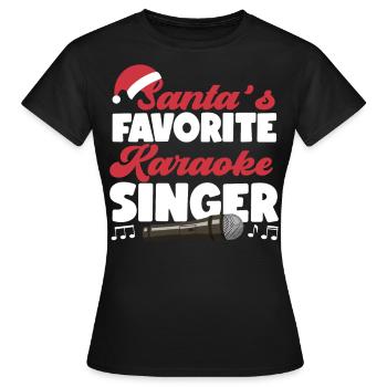 Chanteur de karaoké Noël Père Noël - T-shirt Femme - noir - Devant - AI Model Female 172 dark (172cm)