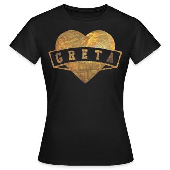 Greta Herzen Gold - Frauen T-Shirt - Schwarz - Vorne - AI Model Female 172 dark (172cm)