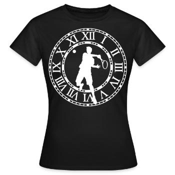 Clock Roman Numerals Tennis Sport - T-shirt Femme - noir - Devant - AI Model Female 172 dark (172cm)