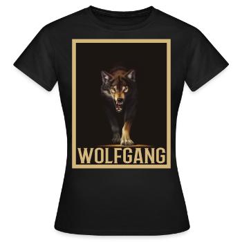 WOLFGANG Nom Tenue de loup pour le jour du nom avec le nom - T-shirt Femme - noir - Devant - AI Model Female 172 dark (172cm)