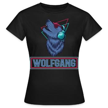 WOLFGANG Nom Tenue de loup pour le jour du nom avec le nom - T-shirt Femme - noir - Devant - AI Model Female 172 dark (172cm)
