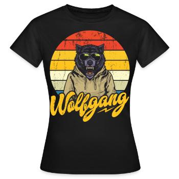 WOLFGANG Nom Tenue de loup pour le jour du nom avec le nom - T-shirt Femme - noir - Devant - AI Model Female 172 dark (172cm)