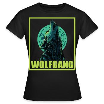 WOLFGANG Nom Tenue de loup pour le jour du nom avec le nom - T-shirt Femme - noir - Devant - AI Model Female 172 dark (172cm)