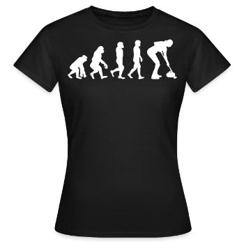 Curling Kehrfächer Winter Eissport Evolution - Frauen T-Shirt - Schwarz - Vorne - AI Model Female 172 dark (172cm)