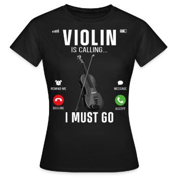 Violin Violinist Phone Display - Frauen T-Shirt - Schwarz - Vorne - AI Model Female 172 dark (172cm)