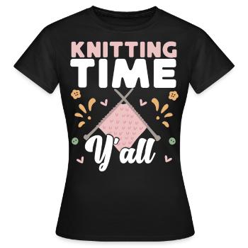 Tricoter Tricoter Tricoter Temps de tricot - T-shirt Femme - noir - Devant - AI Model Female 172 dark (172cm)