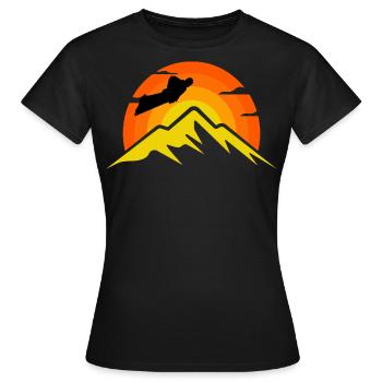 Wingsuit fliegen Base Jumping Skydiving Retro - Frauen T-Shirt - Schwarz - Vorne - AI Model Female 172 dark (172cm)