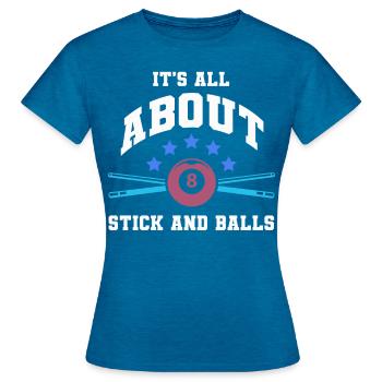 Billiard Poolbillard Snooker Verein Club Billard - Frauen T-Shirt - Antikblaues Saphir meliert - Vorne - AI Model Female 172 dark (172cm)