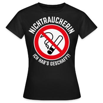 Nichtraucherin – Ich Hab’s Geschafft! (3C / W) - Frauen T-Shirt - Schwarz - Vorne - AI Model Female 172 dark (172cm)