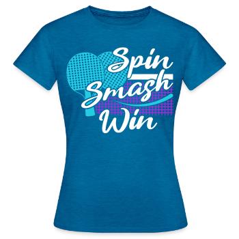 Tenue Club Joueur de Tennis de Table Club! - T-shirt Femme - bleu saphir antique chiné - Devant - AI Model Female 172 dark (172cm)