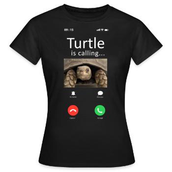 Affichage du téléphone tortue de mer - T-shirt Femme - noir - Devant - AI Model Female 172 dark (172cm)