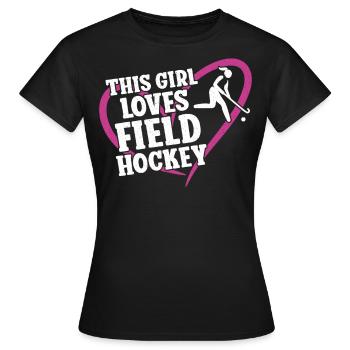 Hockey sur gazon Cette fille aime le terrain - T-shirt Femme - noir - Devant - AI Model Female 172 dark (172cm)