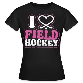 Cœur de hockey sur gazon J’aime le terrain - T-shirt Femme - noir - Devant - AI Model Female 172 dark (172cm)