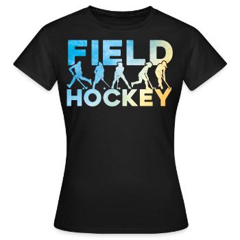 Field Hockey Watercolor Field - Women's T-Shirt - black - Front - AI Model Female 172 dark (172cm)