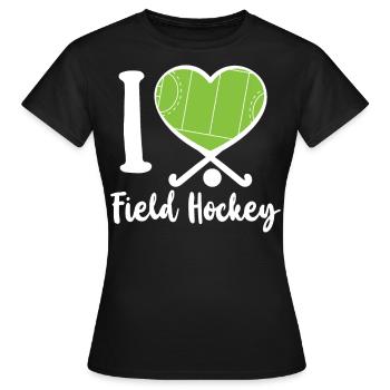 Hockey sur gazon Coeur J’aime le terrain - T-shirt Femme - noir - Devant - AI Model Female 172 dark (172cm)