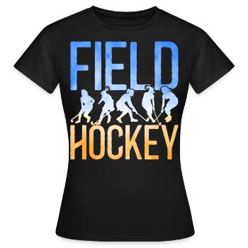 Field Hockey Watercolor Field - Women's T-Shirt - black - Front - AI Model Female 172 dark (172cm)