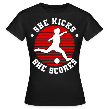 Soccer féminin, Football féminin, Football féminin - T-shirt Femme - noir - Devant - AI Model Female 172 dark (172cm)