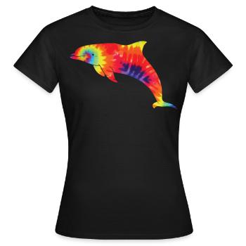 Dolphin Tie Dye - Women's T-Shirt - black - Front - AI Model Female 172 dark (172cm)