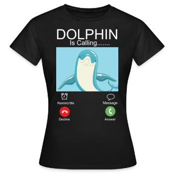 Dolphin Phone Display Dolphin Is - Women's T-Shirt - black - Front - AI Model Female 172 dark (172cm)