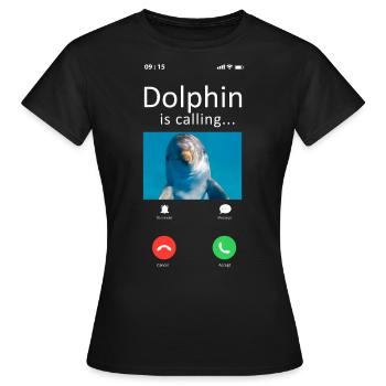 Dolphin Phone Display Dolphin Is - Frauen T-Shirt - Schwarz - Vorne - AI Model Female 172 dark (172cm)