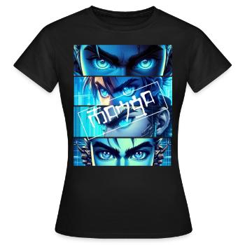 manga style anime comics cosplay japan - Women's T-Shirt - black - Front - AI Model Female 172 dark (172cm)