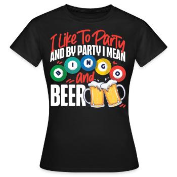 Joueur de bingo bière que j’aime faire la fête - T-shirt Femme - noir - Devant - AI Model Female 172 dark (172cm)