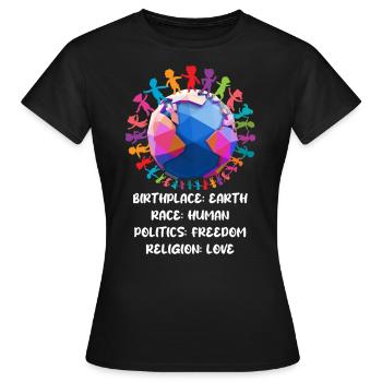 contre le racisme, contre la droite, contre les nazis, l’amour - T-shirt Femme - noir - Devant - AI Model Female 172 dark (172cm)